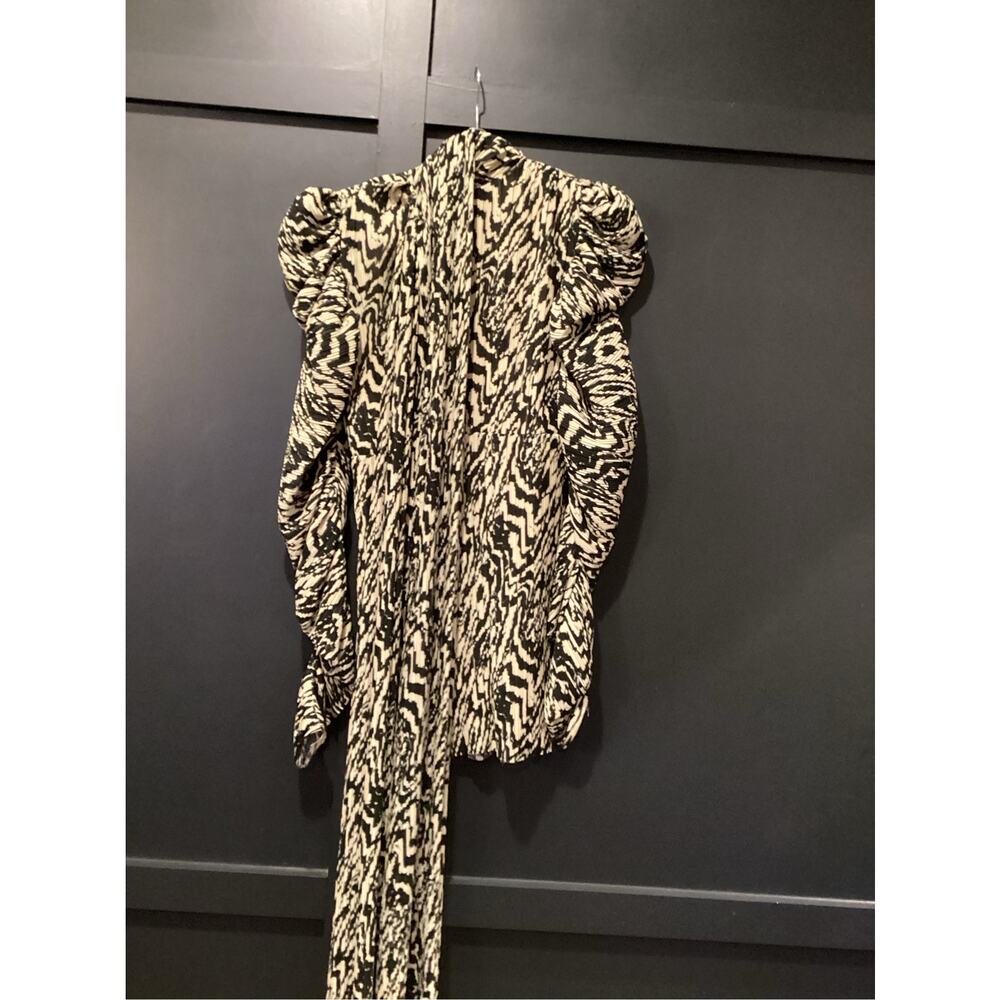 Solace London  Marine Bow Detailed Animal Print Plisse Crepe mini dress Size 2